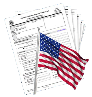UScitizenship form with flag